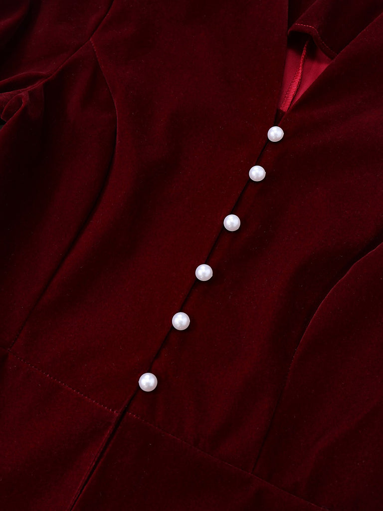 2PCS 1940s V-Neck Velvet Jacket & Skirt - vintage skirt, retro style