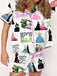 2PCS 1940s Witch Cartoon Print Button Pajama Set - vintage fashion, retro style