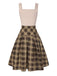 2PCS 1950s Beige Knitted Top & Plaid Pleated Skirt — 1950s elegance she can wear anywhere