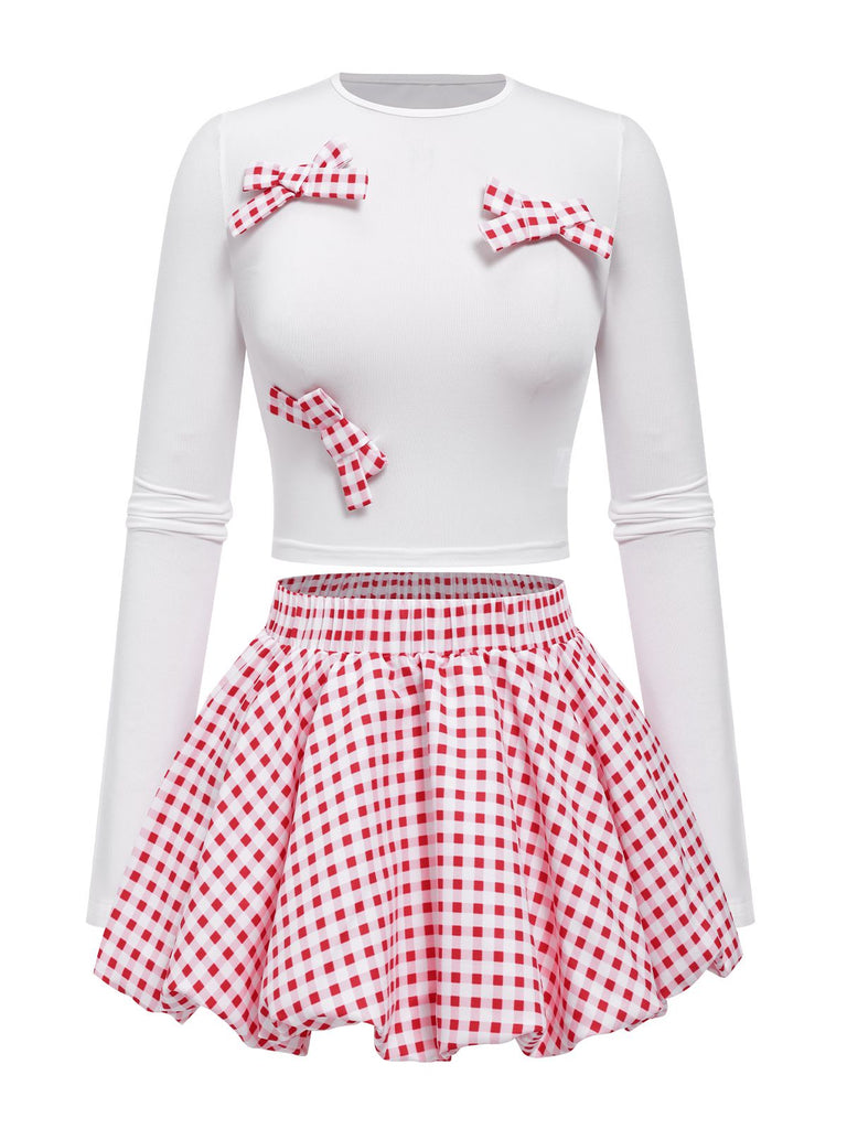 2PCS 1950s Bow Solid Top | 1950s | vintage skirt, retro style