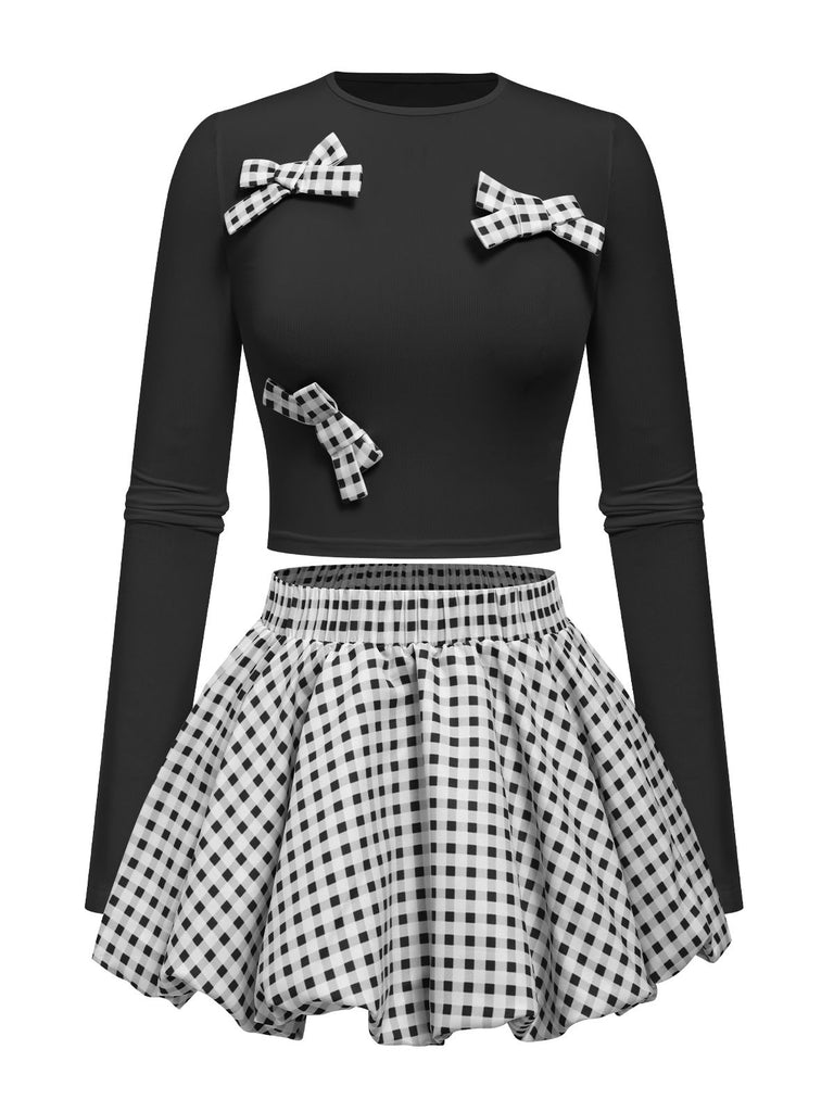 2PCS 1950s Bow Solid Top | 1950s | vintage skirt, retro style