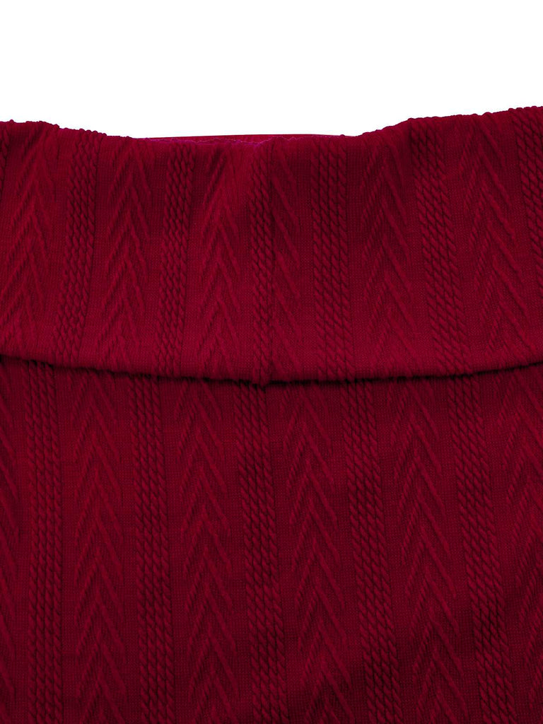 2PCS 1950s Off-Shoulder Knitted Sweater & Bow Skirt - vintage skirt, retro style