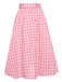 2PCS 1950s Pink Plaid Skirt & Romper With Belt - vintage skirt, retro style