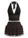 2PCS-1950s-Polka-Dot-Halter-Top-Tiered-Mesh-Skirt, vintage, retro