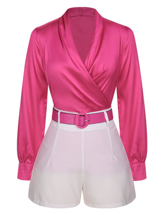 2PCS 1950s Puff Sleeves Top & Short, vintage top, retro blouse - perfect for women who love vintage and retro fashion