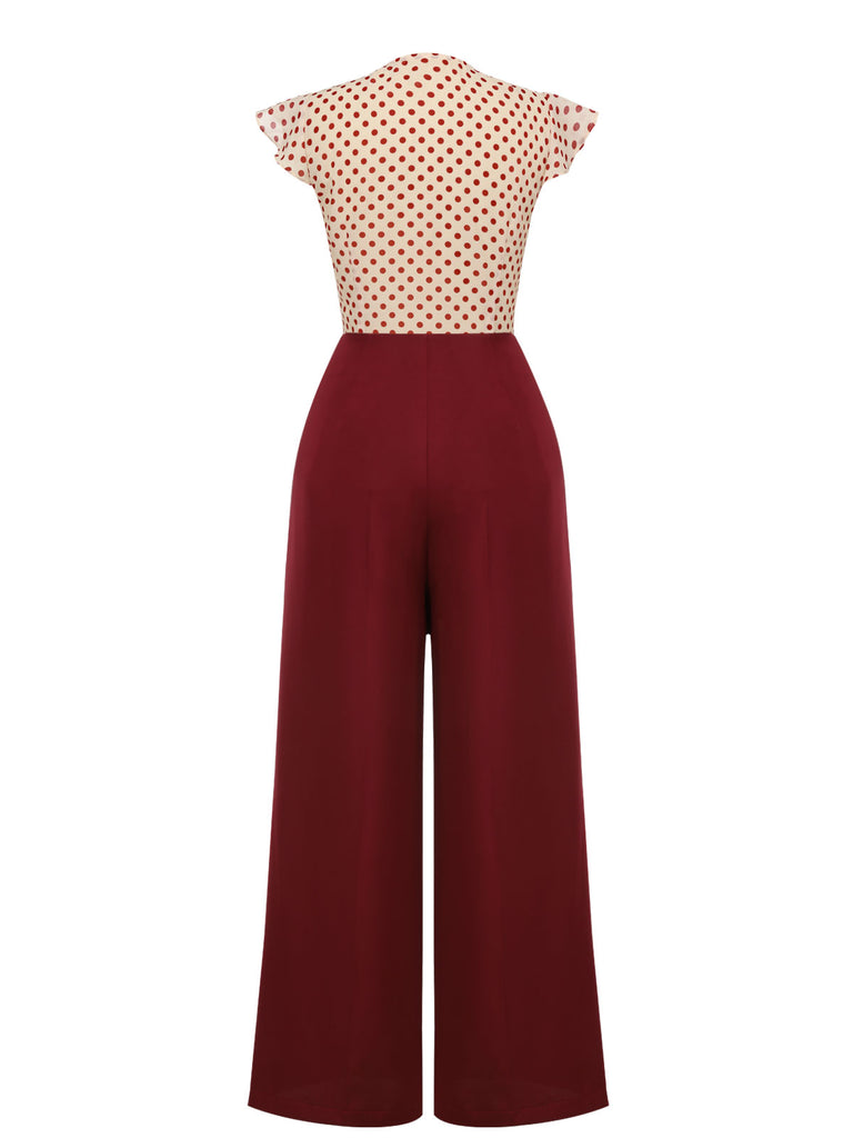 2PCS 1950s Red Polka Dot Blouse & Burgundy Pants — vintage elegance for the modern woman