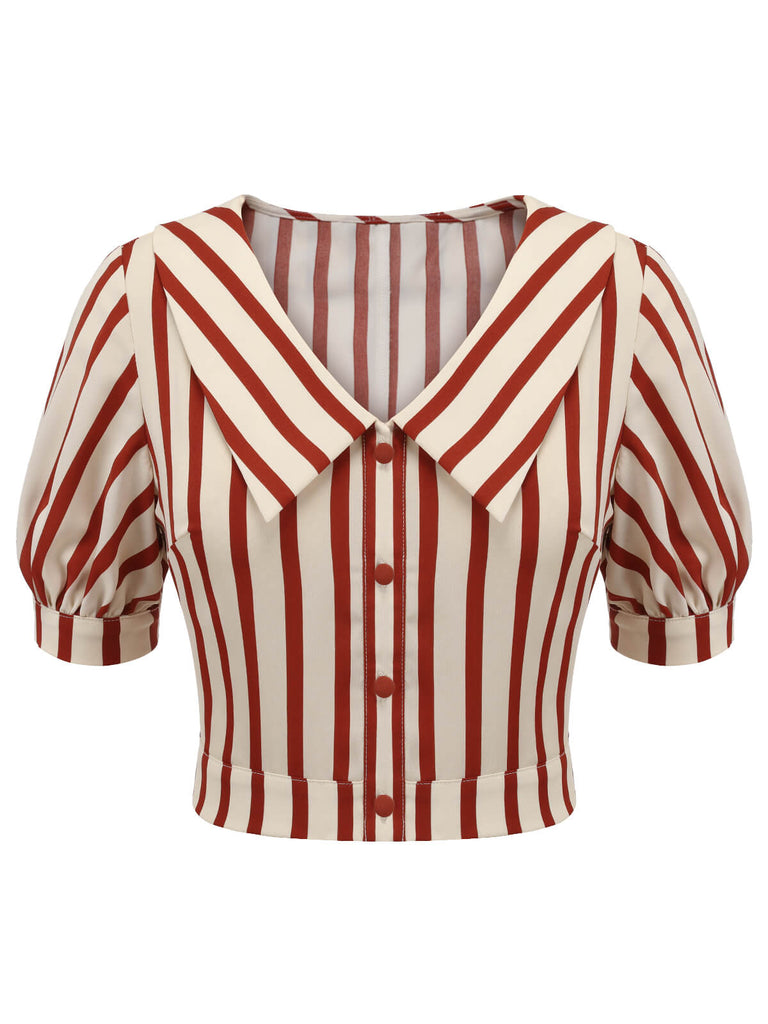 2PCS 1950s Striped Blouse & Pleated Skirt: timeless style reimagined