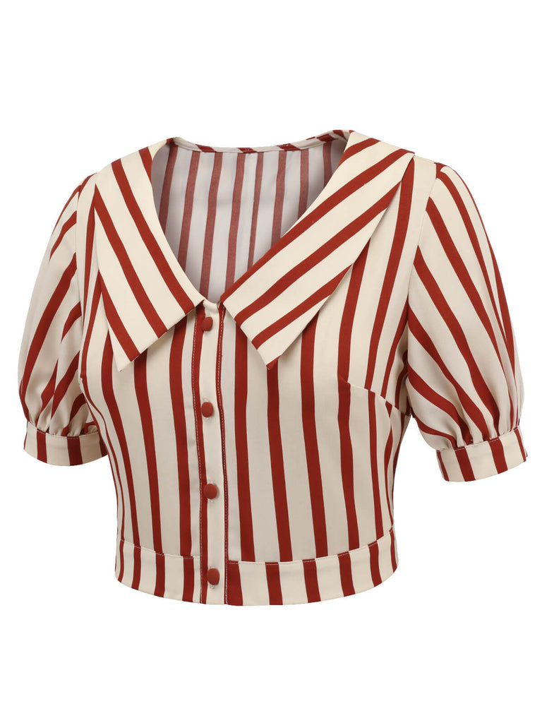 2PCS 1950s Striped Blouse & Pleated Skirt — vintage elegance for the modern woman