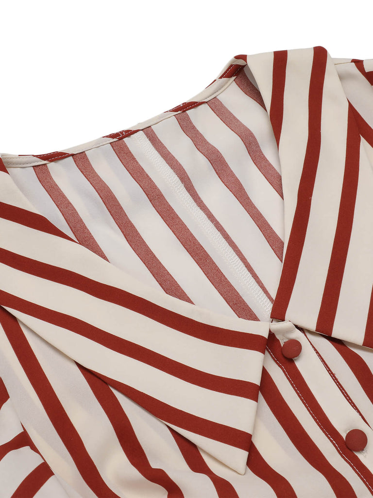2PCS 1950s Striped Blouse & Pleated Skirt — vintage elegance for the modern woman