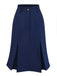 2PCS 1960s Bow-Neck Pinstripe Blouse & Denim Skirt: beautiful vintage skirt, retro style, swing skirt with timeless appeal