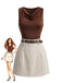 Light Coffee 1960s Vintage Two Piece Set 2