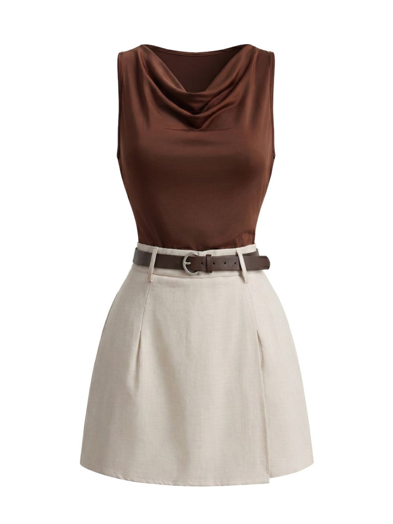 Light Coffee 1960s Vintage Two Piece Set 3
