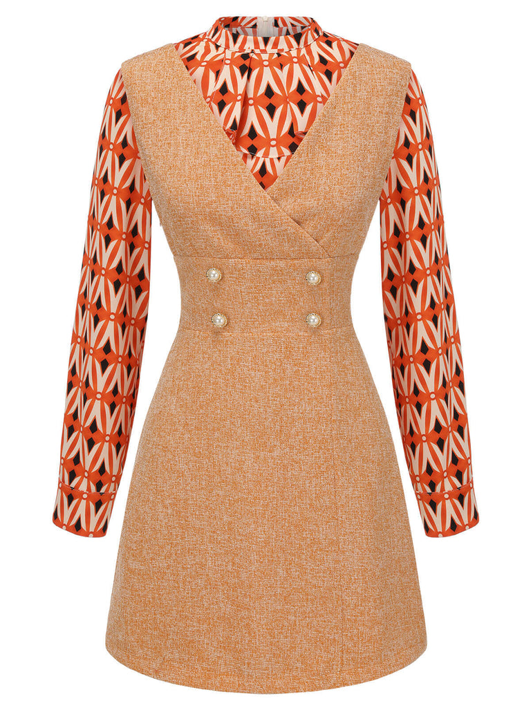 2PCS 1960s Orange Blouse & Tweed Mini Dress, vintage dress, retro fashion - perfect for women who love vintage and retro fashion