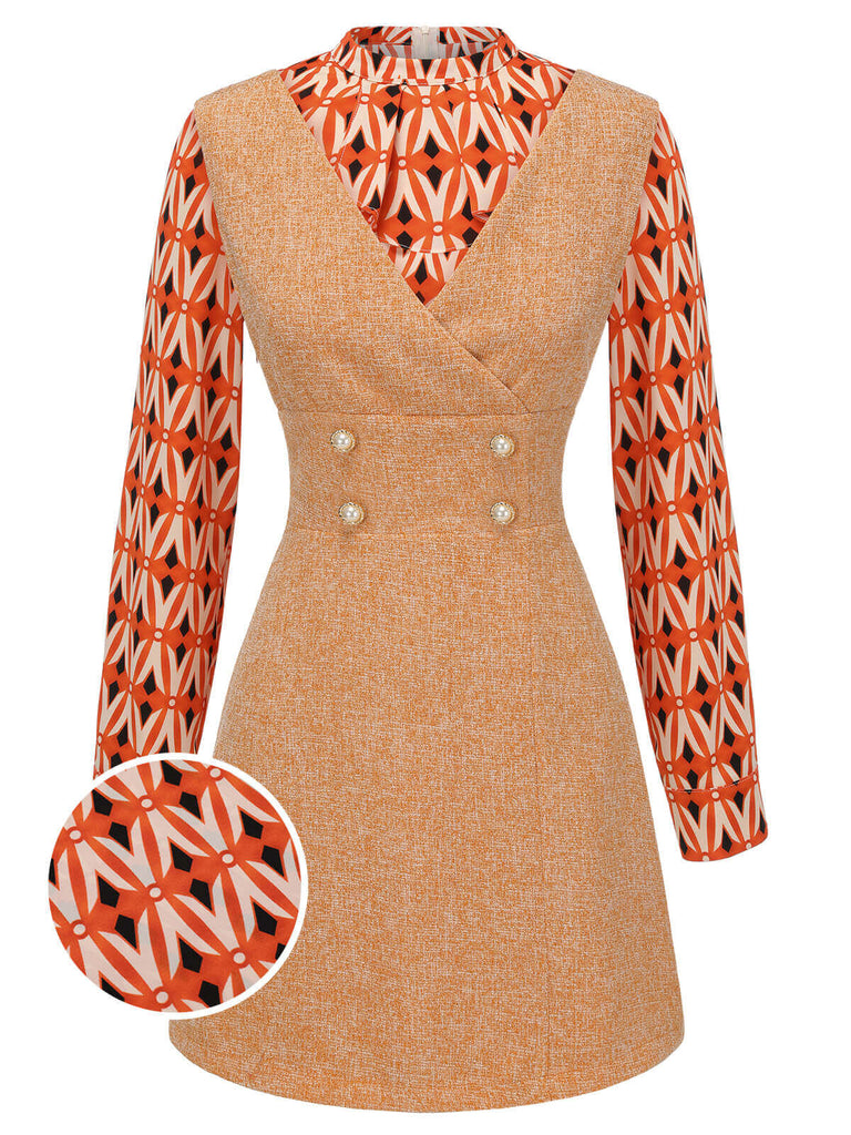 2PCS 1960s Orange Blouse & Tweed Mini Dress, vintage dress, retro fashion - perfect for women who love vintage and retro fashion