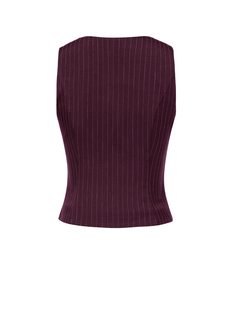 2PCS Dark 1960s Pinstripes Top & Pleated Skirt - vintage skirt, retro style