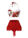 2PCS 1960s Roses Halter Swimsuit & Skirt Cover-Up: 1960s Riviera elegance, reimagined for her