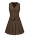 She sways in this 2PCS 1960s Solid Buttons Vest & Pleated Skirt and it's pure 1960s magic
