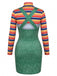2PCS 1960s Striped High Neck Top & Overall Dress, vintage dress, retro fashion - vintage inspired fashion