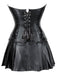 2PCS 1970s Gothic Faux Leather Bandeau Corset & Skirt: 1970s grace for the woman who dances through life