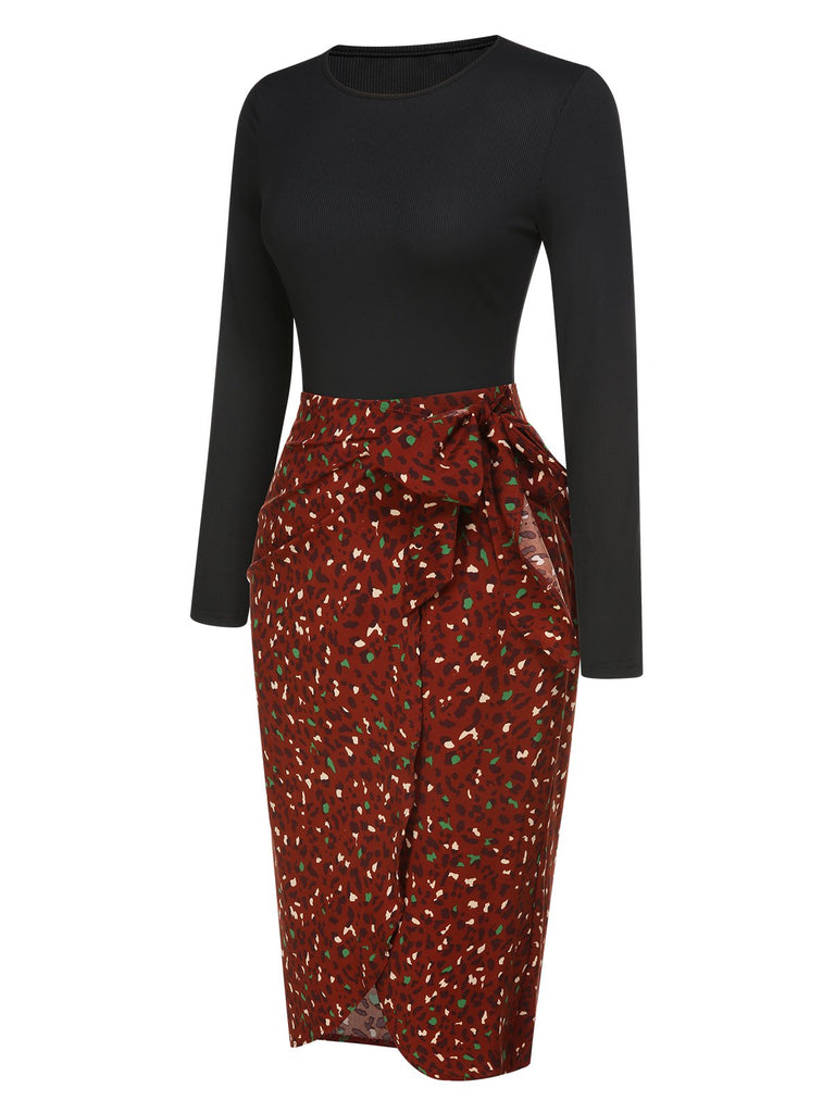 2PCS 1970s Long Sleeves Top & Dots Skirt, vintage skirt, retro style - perfect for women who love vintage and retro fashion