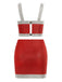 2PCS 1980s Metallic Cross Neck Top & Skirt - vintage skirt, retro style