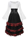 2PCS 1980s Ruffled Halloween Pirate Costume Set - vintage fashion, retro style