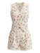 2PCS Beige 1940s Ditsy Floral Lace Patchwork Top & Shorts