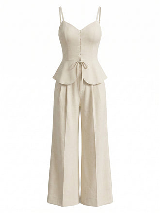 Beige 1950s Vintage Two Piece Set