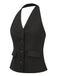 She pairs this 2PCS Black 1930s Halter Vest Top & Wide Leg Pants with confidence and 1930s charm