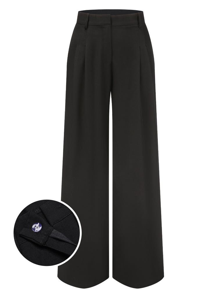2PCS Black 1930s Halter Vest Top & Wide Leg Pants — 1930s elegance she can wear anywhere