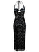 2PCS Black 1940s Lace Sheer Sleepwear Set - vintage nightgown, retro sleepwear, classic black
