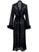 2PCS Black 1940s Lace Sheer Sleepwear Set - vintage nightgown, retro sleepwear, classic black