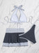 2PCS Black 1940s Polka Dot Halter Bikini Set & Cover-Up - vintage swimsuit, pin-up swimwear for vintage lovers