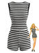 2PCS Black 1940s Striped Sleeveless Top & Hight Waist Shorts, vintage top, retro blouse - perfect for women who love vintage and retro fashion