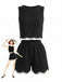 Black 1950s Round Neck Shorts Set, vintage fashion, retro style - perfect for women who love vintage and retro fashion