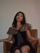 She slips into this 2PCS Black 1960s Solid Dress & Plush Cape and suddenly it's a 1960s daydream
