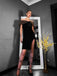 2PCS Black 1960s Solid Dress & Plush Cape: where 1960s romance meets her modern spirit