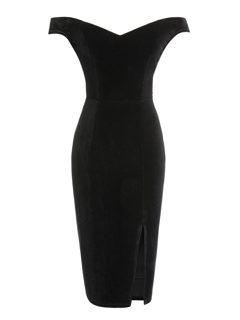 2PCS Black 1960s Solid Dress & Plush Cape — the kind of 1960s dress that makes strangers smile