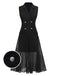She pairs this 2PCS Black 1960s V-Neck Vest Top & Pleated Skirt with confidence and 1960s charm