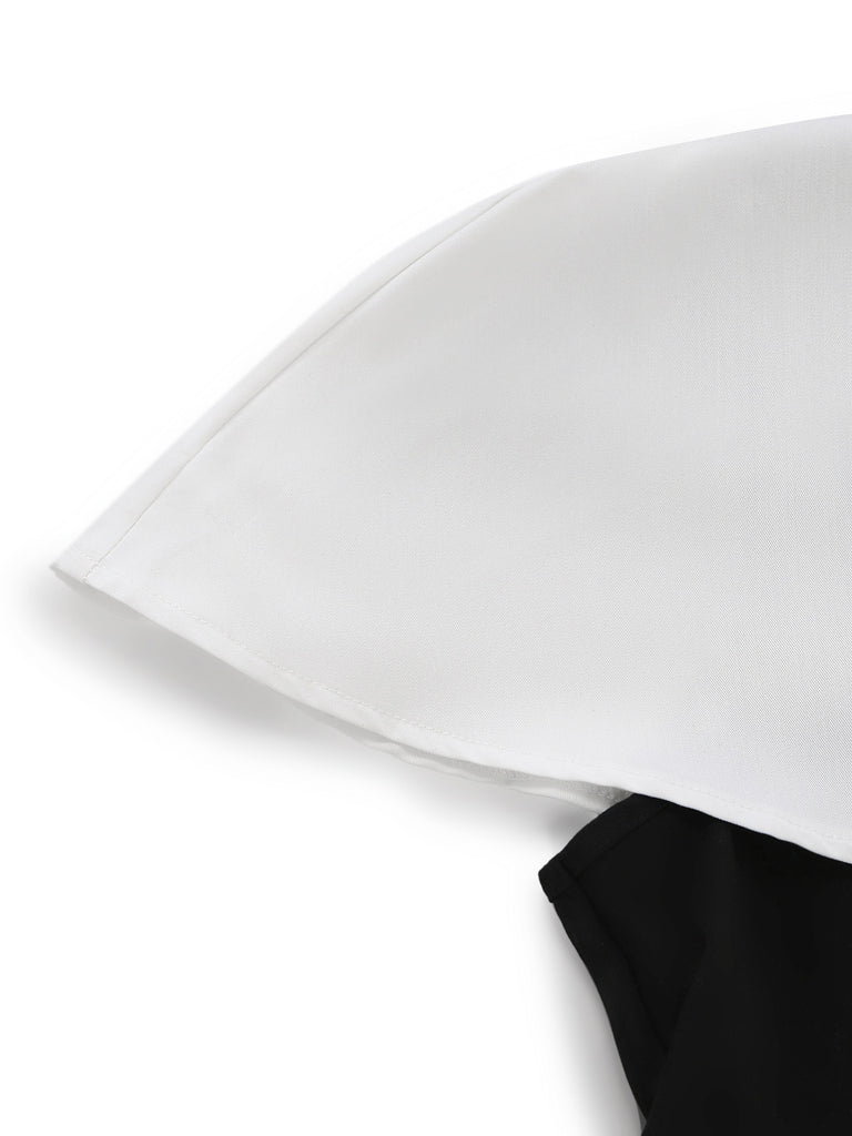 2PCS-Black-White-1950s-Cape-Collar-ColorBlock-Top-Pants-Cuff-Detail