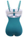2PCS Blue 1930s Bow Strap Swimsuit & Skirt, vintage skirt, retro style - perfect for women who love vintage and retro fashion