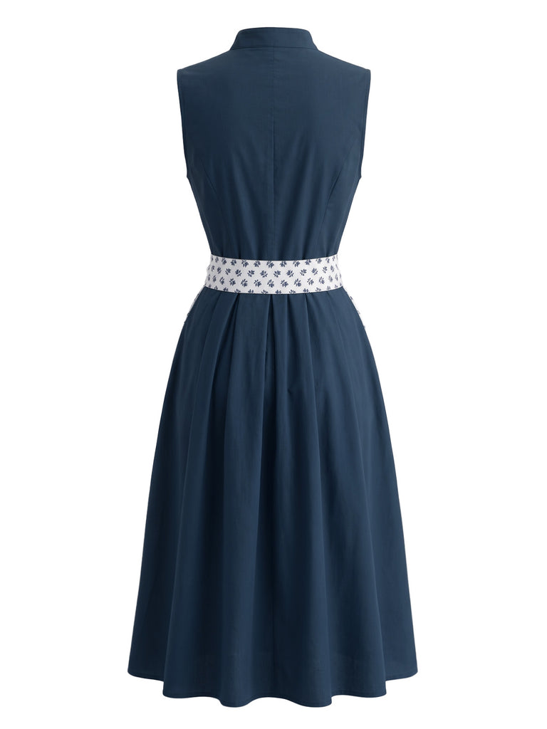 Blue 1950s V Neck Vintage Dress 3