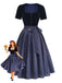 2PCS Blue 1950s Square Neck Velvet Dress & Polka Dot Apron, vintage dress, retro fashion, rockabilly, pin-up fashion - perfect for women who love vintage and retro fashion