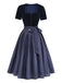 2PCS Blue 1950s Square Neck Velvet Dress & Polka Dot Apron, vintage dress, retro fashion, rockabilly, pin-up fashion - perfect for women who love vintage and retro fashion
