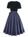 Blue 1950s Polka Dot Floral Dress 4