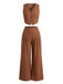 2PCS Brown 1940s V-Neck Vest & Wide Leg Pants, vintage fashion, retro style - perfect for women who love vintage and retro fashion