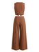 2PCS Brown 1940s V-Neck Vest & Wide Leg Pants, vintage fashion, retro style - perfect for women who love vintage and retro fashion