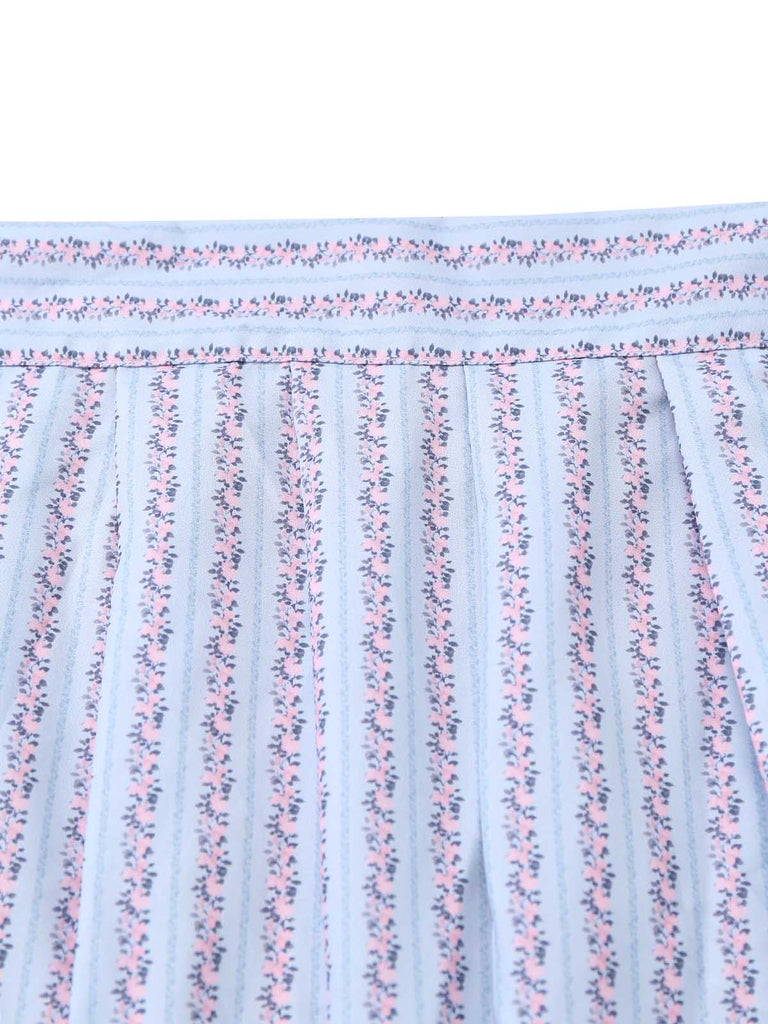 Brown 1950s Floral Striped Vintage Dress 7