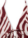 2PCS Brown 1970s Halter Deep V Striped Top & Shorts - vintage fashion, retro style