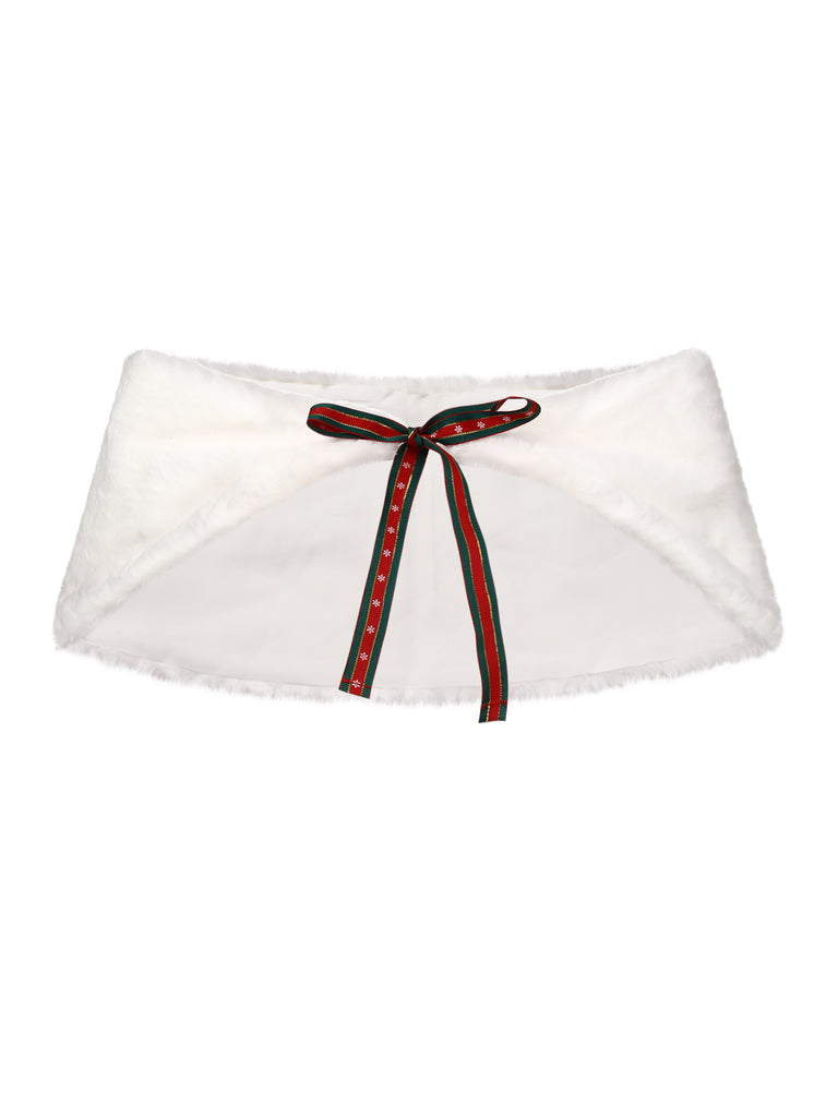 This 2PCS Christmas 1950s Strapless Bow Fur Dress & Shawl wraps her in 1950s elegance, one twirl at a time